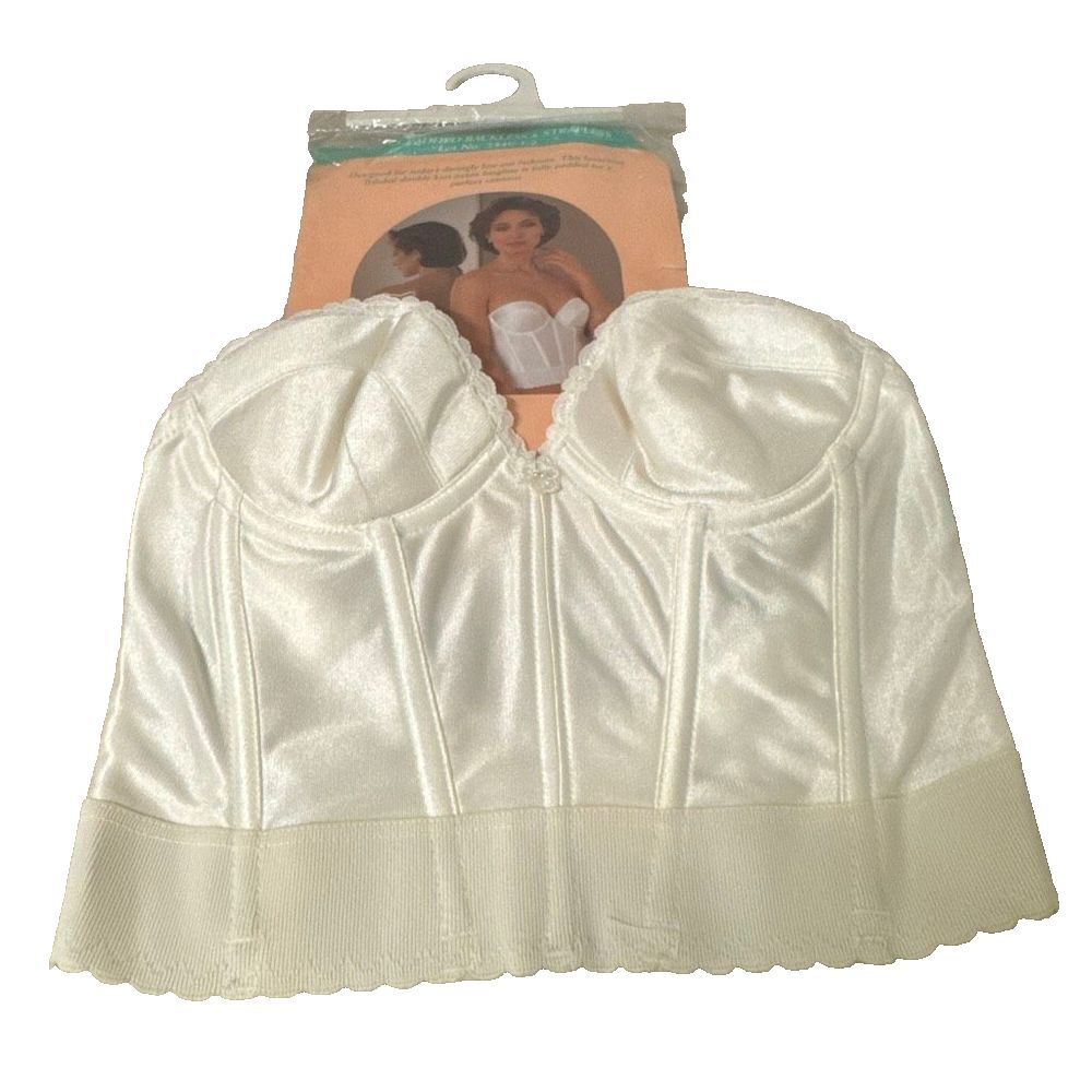 Vintage Women's Bustier Corset 34B Adonna JC Penney White Backless Strapless